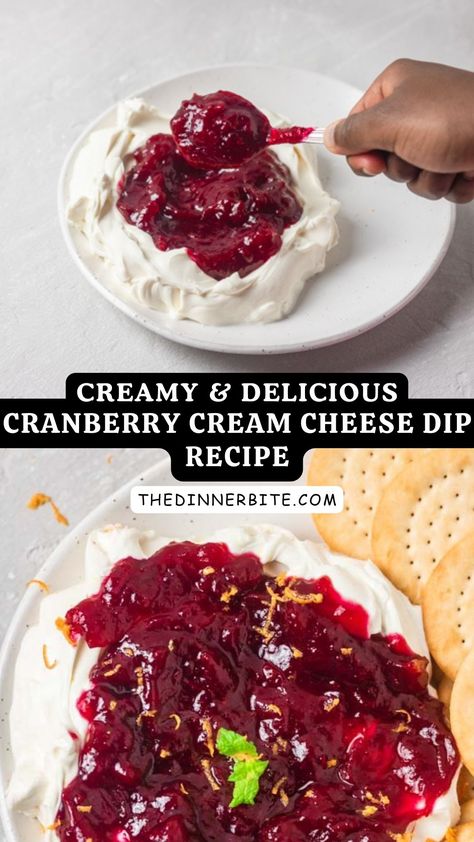 Indulge in our mouthwatering Creamy and Delicious Cranberry Cream Cheese Dip recipe! A perfect blend of sweet, tangy, and creamy flavors that will leave your taste buds craving for more. It's the perfect appetizer to impress your friends, or simply to satisfy your cravings. Get ready to dip, dive, and delight with this irresistible cream cheese goodness! Cranberry Cream Cheese Recipes, Cranberry Jalapeno Cream Cheese Dip, Easy Yummy Dips, Easy Homemade Cakes, Cream Cheese Homemade, Cranberry Cream Cheese Dip, Jalapeño Dip, Pies Easy, Cranberry Dip