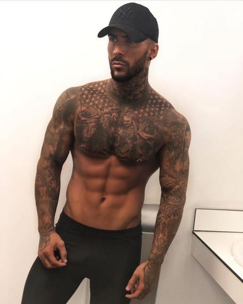 Pec Tattoo Men, Pec Tattoo, Forest Tattoo Sleeve, Tattoo Male, Samurai Warrior Tattoo, Tattooed Man, Forest Tattoo, Muscle Guys, Tatted Men