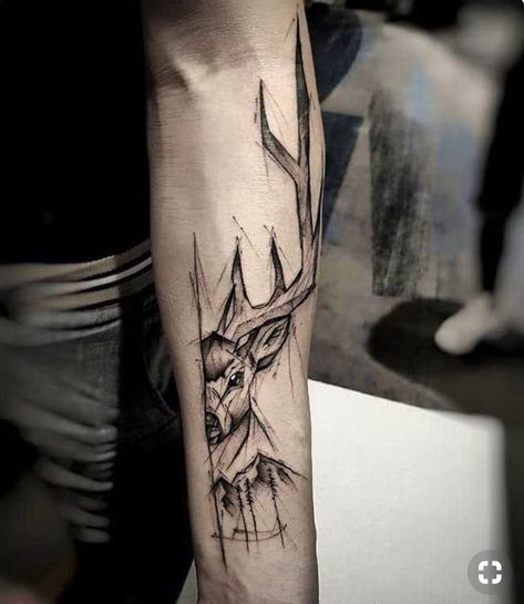 Elk Tattoo, Deer Tattoo Designs, Stag Tattoo, Simple Wrist Tattoos, Hunting Tattoos, Tatuagem Masculina Pequena, Sketch Style Tattoos, Deer Tattoo, Wrist Tattoos For Guys