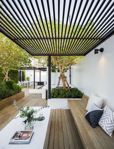 Terasse Ideas, Moderne Have, Rooftop Terrace Design, Rooftop Design, Modern Backyard, Outdoor Gardens Design, Backyard Garden Design, Pergola Patio, Balcony Design