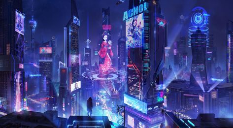 Neon Cyberpunk Aesthetic, Kota Masa Depan, Future Punk, Neon Cyberpunk, Sci Fi Wallpaper, Sci Fi City, Anime City, Arte 8 Bits, New Retro Wave