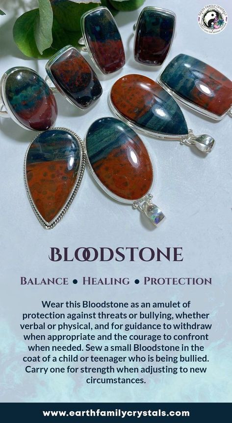 Heliotrope Stone, Bloodstone Meaning, Crystal Grimoire, Bloodstone Crystal, Witchcraft Crystals, Bloodstone Jewelry, Blood Stone, Crystals Healing Properties, Crystals Healing