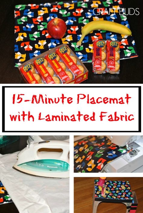 Sew a 15-Minute Placemat with Laminated Fabric! It looks really easy! #RitzFilledNotHangry #ad Diy Placemats For Kids, Sew A Placemat, Reversible Fabric Placemats, Sewing With Pioneer Woman Placemats, Sew Much Fun Placemats, Laminating Crafts, Placemat Ideas, Laminated Placemat, Lazy Girl Designs