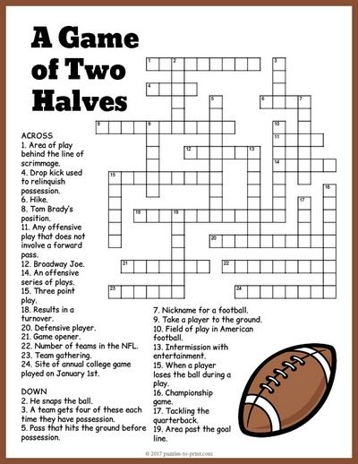 Free Printable Football Crossword Birthday Ideas For Adults, Football Word Search, Superbowl Party Games, Football Activity, Printable Puzzles, Fun Printable, Crossword Puzzles, Football Kids, Word Puzzles