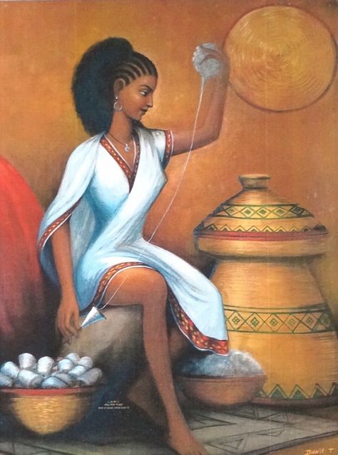 My Views — Spinning Cotton Ethiopian Women, Afrique Art, Africa Art, Girl Posters, Woman Drawing, Indigenous Art, Modern Artwork, African Art, Art Pictures