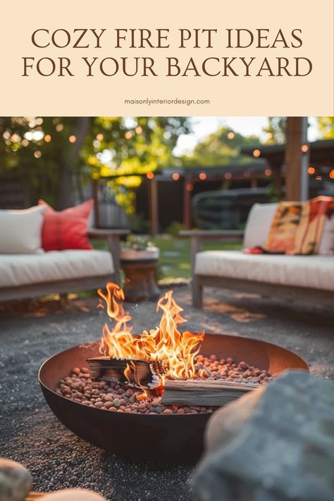 Unique cozy fire pit ideas for backyard spaces shown in a single inspiring image, perfect for enhancing outdoor living. Covered Patio Fire Pit Ideas, Tiny Fire Pit, Crushed Granite Fire Pit Area, Fire Pit Table Ideas, Backyard Fire Pit Ideas Lounge Areas, Corner Fire Pit Ideas, Gas Fire Pit Ideas, Small Garden Fire Pit, Corner Fire Pit