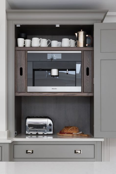 Miele Coffee Machine, Miele Kitchen, Humphrey Munson, Built In Coffee Maker, Open Plan Kitchen Living Room, Coffee Bars In Kitchen, Coffee Bars, Contemporary Kitchen Design, Coffee To Go