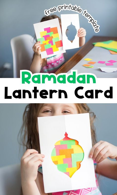 Easy Ramadan Lantern Card Craft - In The Playroom Ramadan Crafts Diy Projects, Eid Crafts For Kids, Ramadan Crafts For Kids, Ramadan Lantern Craft, Ramadan Activity, Eid Activities, Art Docent, Ramadhan Mubarak, Handmade Lanterns