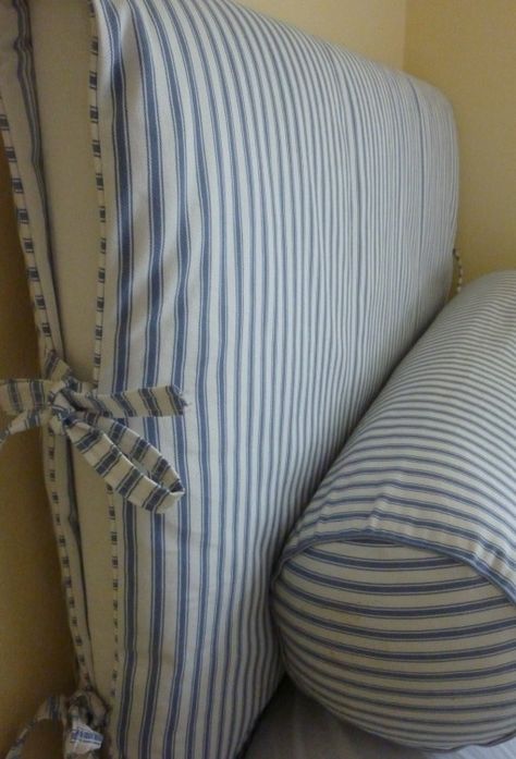 slipcovers-ideas-- great way to change a headboard with little money! Slipcovered Headboard, Headboard Cover, Fabric Headboard, Diy Headboards, Diy Headboard, Reupholster, Wall Color, 인테리어 디자인, Bedroom Makeover