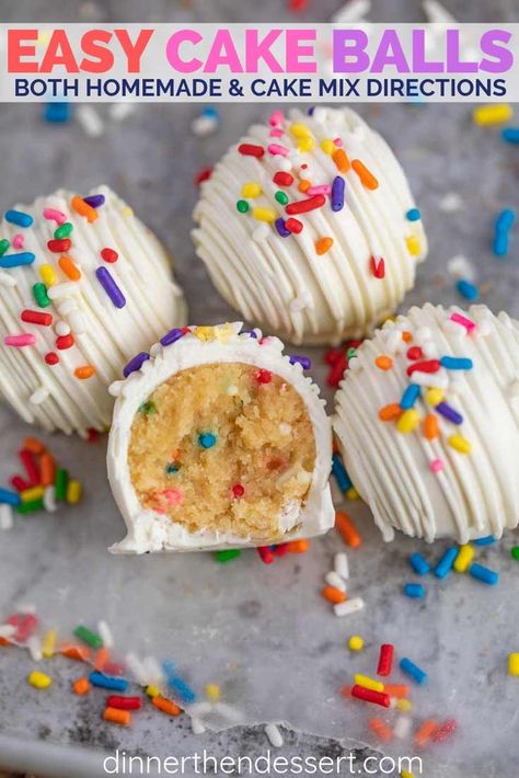 Birthday Cake Balls, Cake Truffles Recipe, Cake Pop Receita, Homemade Cake Mixes, Cake Ball Recipes, Birthday Cake Cake, Dinner Then Dessert, Cake Ball, Torte Cupcake