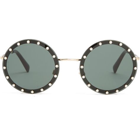 Valentino Crystal-embellished round-frame metal sunglasses (1.360 RON) ❤ liked on Polyvore featuring accessories, eyewear, sunglasses, black, round metal frame glasses, round metal frame sunglasses, tortoiseshell sunglasses, round lens sunglasses and valentino sunglasses Valentino Glasses, Elegant Sunglasses, Round Frame Glasses, 23 Fashion, Round Lens Sunglasses, Valentino Sunglasses, Tortoise Glasses, Tortoise Shell Glasses, Crystal Sunglasses