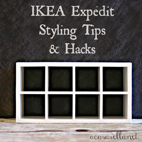 'A Casarella: Ten IKEA Expedit Styling Tips & Hacks Cubicle Hacks, Ikea Expedit Hack, Expedit Ikea, Room Library Ideas, Shelves Organization, Frugal Decor, Cubicle Makeover, Ikea Expedit, Ikea Shelves