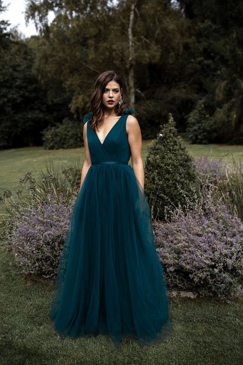 Dark Blue Prom Dresses, Prom Dress V Neck, Blue Long Prom Dress, Tule Rok, Gonna In Tulle, Blue Prom Dresses, Formal Evening Dress, Dresses Bridesmaid, Prom Dresses Blue