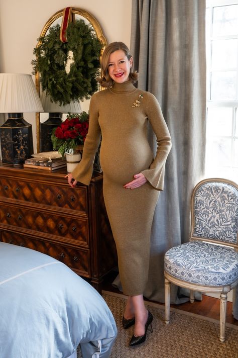 Ready for New Year's Eve - STACIE FLINNER - Stacie Flinner Stacie Flinner, 39 Weeks Pregnant, Sarah Flint, Hospital Gown, Black Sweater Dress, Evening Jackets, Ribbed Knit Dress, Church Outfits, Silk Pajamas