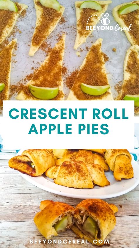 You're going to love this super easy to make applied pie bites recipe with crescent rolls. Using Pillsbury crescent rolls from a can, or any other brand and an apple you can create a delicious personal sized snack. This recipe is so easy even a kid can make it! And, mine has. You're going to love it! Crescent Roll Apple Pie, Apple Crescent, Apple Crescent Rolls, Apple Pie Crescents, Brown Sugar Pecans, Crescent Roll Recipe, Crescent Roll Dessert, Sugar Pecans, Apple Pie Bites