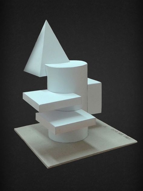 Paper Model Architecture, Geometric Shapes Drawing, 3d Geometric Shapes, Academic Drawing, Architecture Drawing Sketchbooks, Paper Architecture, Concept Models Architecture, Shapes Art, Geometric Shapes Art