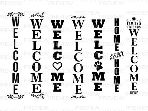 Welcome Sign SVG Vertical Porch Bundle | Vectorency Svg Welcome Signs Free, Free Svg Welcome Files For Cricut, Welcome Sign Front Door Vertical, Front Door Sign Vertical, Vertical Welcome Sign Svg Free, Happy Place Sign, Welcome Signs Front Door, Name Signs, First Names