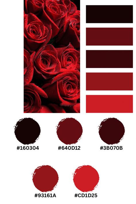 Black Red Pink Color Palette, Red Hex Code Palette, Valentines Color Palette Hex Codes, Canva Color Palette Codes Red, Gray And Red Color Palette, Red Canva Elements, Christmas Hex Codes, Red Hex Codes, Red Color Palette Colour Schemes