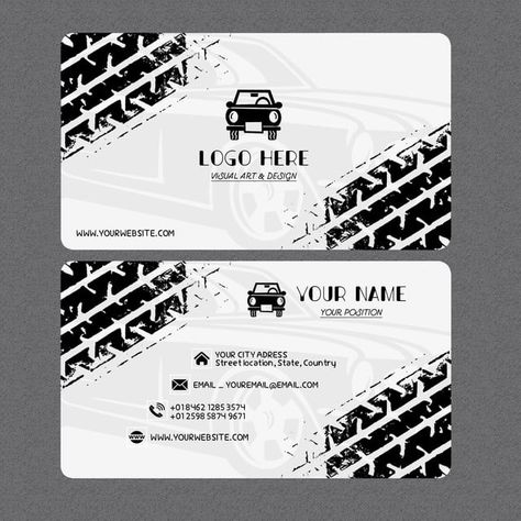 Car Business Card, Card Black And White, Car Wash Business, Vertical Business Cards, Logo Design Free Templates, Name Card Design, Professional Business Card Design, White Business Card, Visiting Card Design