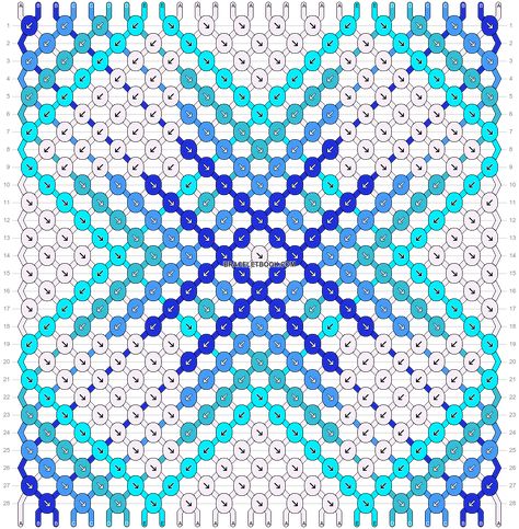 Normal pattern #59194 variation #354484 | BraceletBook Flower Snowflake, Cross Quilt, Chevron Arrows, Friendship Bracelet Patterns, Star Patterns, Bracelet Patterns, Friendship Bracelet, Beautiful Bracelet, Criss Cross