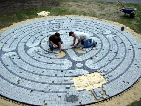 How to Make an Outdoor Garden Labyrinth | how-tos | DIY Backyard Labyrinth, Celtic Garden, Garden Labyrinth, Backyard Concrete, Labyrinth Garden, Labyrinth Design, Backyard Ideas For Small Yards, Prayer Garden, Meditation Garden