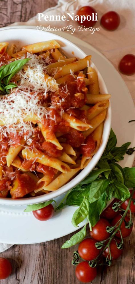 This Penne Napoli recipe is a delightful dish that showcases the beauty of simple, quality ingredients. The combination of garlic, onions, and basil with the rich tomato sauce makes for a comforting and satisfying meal that comes together quickly. It is the perfect pasta dish for busy weeknights. Napoli Pasta Recipe, Napoli Recipes, Pasta Napoli, Perfect Pasta, Tomato Pasta, Pasta Dish, Satisfying Food, Tomato Sauce, Pasta Dishes