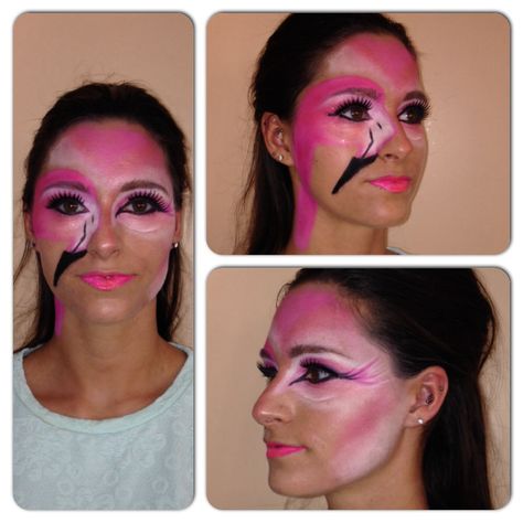 My model Rose with my flamingo inspired face painting. Flamingo Fancy Dress, Flamingo Makeup, Flamingo Diy, Flamingo Costume, Burlesque Costumes, Kids Face Paint, Flamingo Party, Full Face, Halloween Ideas