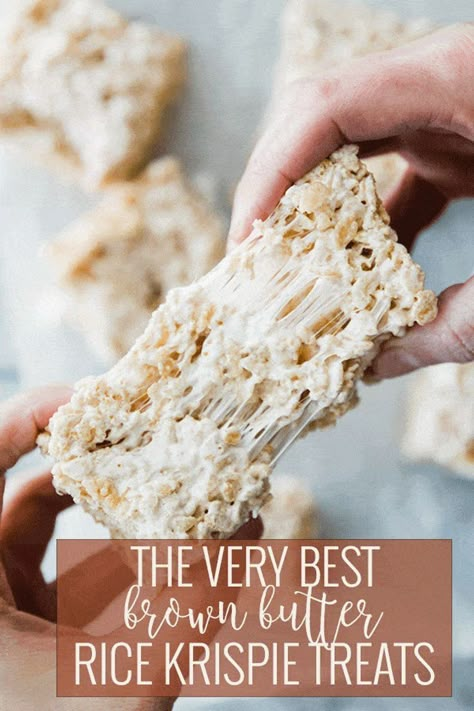 Brown Butter Rice Krispie Treats, The Best Rice Krispie Treats, Best Rice Krispie Treats, Best Rice Krispie Treats Recipe, Brown Butter Rice, Fun Rice Krispie Treats, Rice Crispy Squares, Homemade Rice Krispies, Homemade Rice Krispies Treats