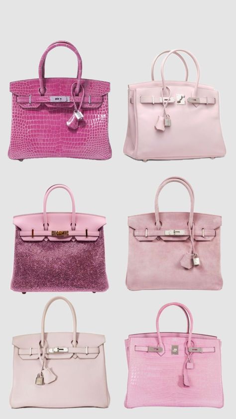 Pink Designer Bag Aesthetic, Pink Birkin Bag, Pink Birkin, Birken Bag, Birkin Bags, Luxury Bags Collection, Girly Bags, Pink Girly Things, Luxury Purses