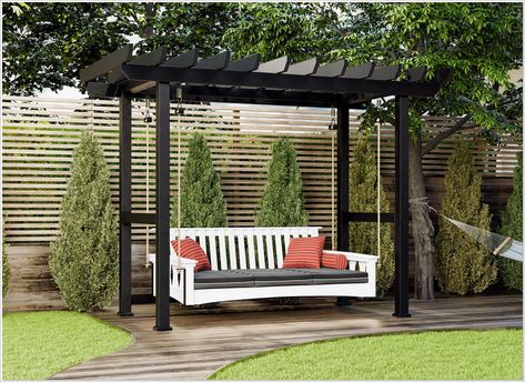 This is the perfect accessory for a summer porch! The bench swings are perfect for snuggling up with a good book or enjoying the fresh air. Swing Bed, Backyard Swings, Pergola Swing, Garden Wallpaper, Outdoor Daybed, Garden Swing, Wooden Swings, Bed Swing, Amish Furniture