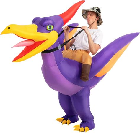 Get ready for spooky fun with our Halloween Inflatable Dinosaur Purple Ride On Inflatable Costume! Perfect for kids and adults, this playful Halloween costume inflates in seconds. Stand out at any party or trick-or-treat adventure with this unique, comfortable, and eye-catching outfit. A must-have for Halloween enthusiasts! Yoshi Costume, Inflatable Dinosaur Costume, Troll Costume, Addams Family Costumes, Batman Costumes, Scary Halloween Costume, Inflatable Costumes, Theme Activities, Zombie Costume