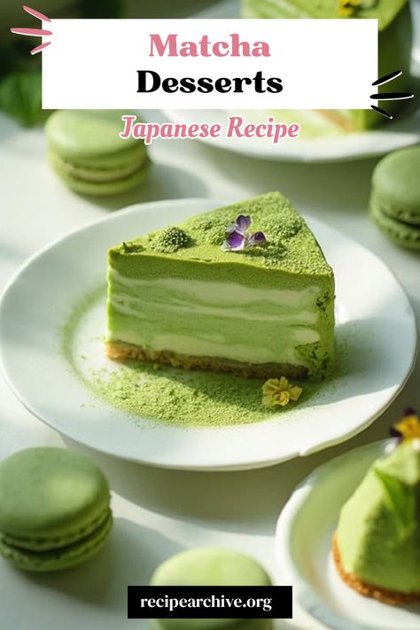 Matcha Desserts Tea Cheesecake, Green Tea Cheesecake, Yakitori Skewers, Matcha Desserts, Dashi Broth, Matcha Dessert, Matcha Cake, Japanese Recipe, Nori Seaweed