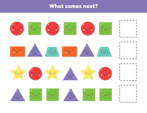 Cartoon Shapes, Logic Games For Kids, Worksheet For Kids, Shapes Worksheets, Shapes For Kids, Vector Cartoon, School Age, Worksheets For Kids, Free Illustrations