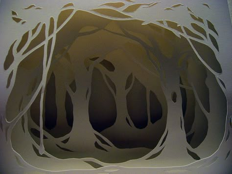 a paper forest (could easily be translated to foamcore flats) Paper Forest, Paper Theatre, The Legend Of Sleepy Hollow, Set Design Theatre, Stage Set Design, Layered Art, Theatre Design, Theatre Set, Arte Sketchbook