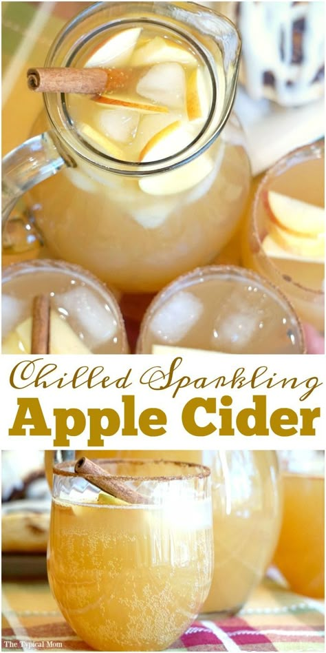 Chilled sparkling apple cider recipe that tastes amazing!! Make it a mocktail or a cocktail, perfect Fall drink that everyone raves about!! AD Cider Punch, Apple Cider Sangria Recipe, Sparkling Apple Cider, Apple Cider Punch, Cider Cocktail, Cider Sangria, Apple Cider Sangria, Cider Drinks, Apple Cider Cocktail