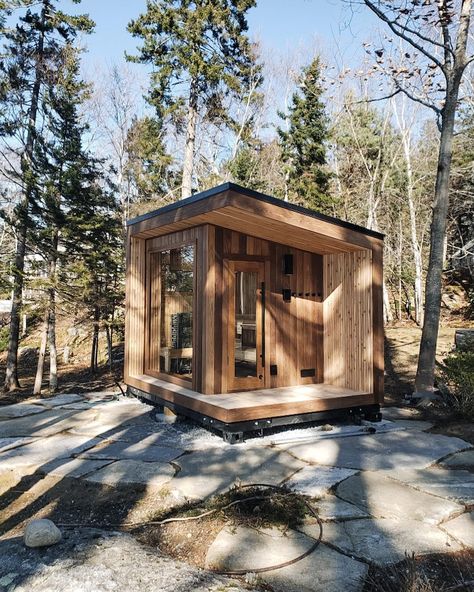 Sauna Patio, Nordic Sauna, Natural Stone Patio, Patio Steps, Stone Patio, Coastal Maine, Outdoor Sauna, Spa Room, Patio Stones