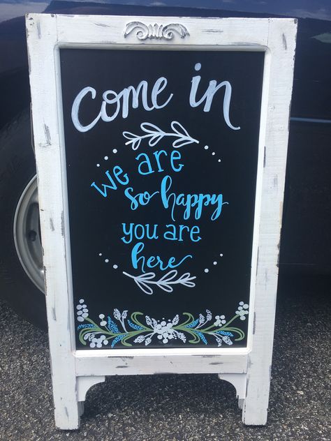 Welcome Chalkboard for Boutique Chalkboard Sign Ideas, Business Chalkboard, Cafe Chalkboard, Sidewalk Signs, Blackboard Art, Small Chalkboard, Sidewalk Sign, Chalk Sign, Chalkboard Drawings