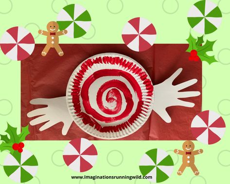 Paper Plate Peppermint Craft -Imaginations Running Wild- Candy Paper Plates, Paper Plate Peppermint, Paper Plate Lollipops, Peppermint Candy Crafts, Print Crafts, Kids Daycare, Cute Paper, Candy Crafts, School Glue