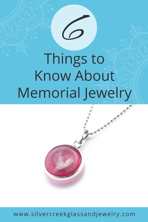 Photo of ash-encased memorial coin pendant  with text above that reads: 6 Things to Know About Memorial Jewelry Jewelry Made From Cremation Ashes, Cremation Jewelry For Ashes, Memorial Jewelry Ashes Necklaces, Cremation Necklaces For Ashes, Ash Jewelry Cremation, Diy Cremation Jewelry, Cremation Ashes Ideas, Memorial Ashes Jewelry, Cremation Keepsakes