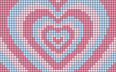 Crochet Pixel Grid, Crochet Grid Patterns, Crochet Grid, Pixel Grid, Aesthetic Heart, Grid Patterns, Crochet Graphs, Graph Crochet, Heart Crochet