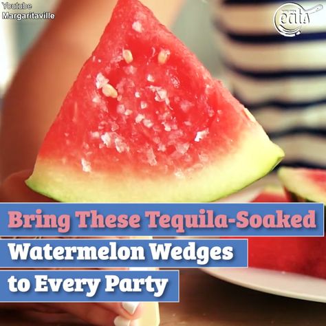 Tequila-Soaked Watermelon Wedges Are The Perfect Summer Snack Margarita Soaked Watermelon Slices, Watermelon Tequila Soaked, Watermelon Soaked In Tequila, Tequila Watermelon Slices, Vodka Soaked Watermelon, Tequila Watermelon, Watermelon Soaked In Alcohol, Tequila Soaked Watermelon, Drunken Watermelon