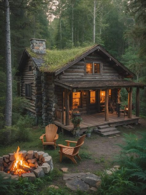 Aesthetic Log Cabin, Rustic Cabin Aesthetic, Log Cabins In The Woods, Scottish Cabin, Cottage Style Homes Exterior, Cabin Outside, Cottages In The Woods, Helena Hunting, Old Cabin