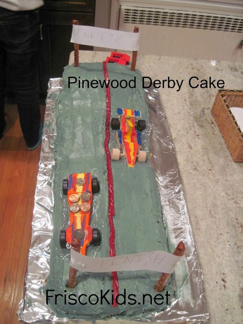 Frisco Kids: Cub Scout Bake-Off Cake Ideas - Pinewood Derby Cake - http://www.friscokids.net/2014/01/cub-scout-bake-off-cake-ideas.html Derby Cake, Pinewood Derby, Cub Scout, Cub Scouts, San Francisco Bay, San Francisco Bay Area, Cake Ideas, Bay Area, Blue Gold