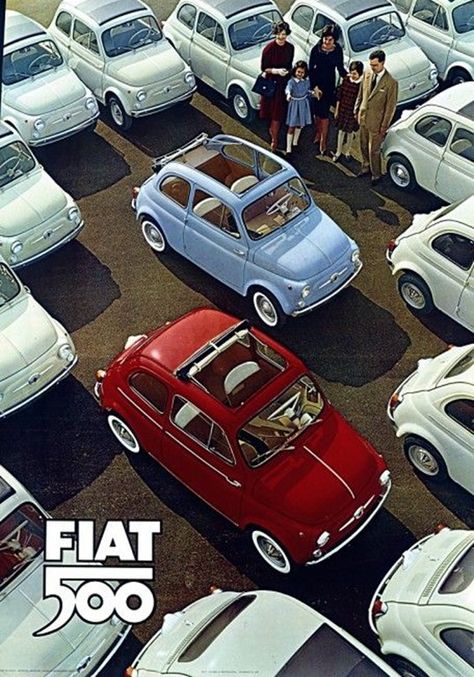 Image found on gentlecar Fiat 500 Vintage, Fiat Car, Fiat 500c, Fiat 126, Vintage Auto's, Retro Auto, Fiat 850, Auto Vintage, Velo Vintage