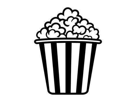 Theatre Snacks, Popcorn Vector, Popcorn Svg, Popcorn Logo, Silhouette Cameo Projects Beginner, Popcorn Stickers, Movie Theater Snacks, Halloween Popcorn, Movie Popcorn