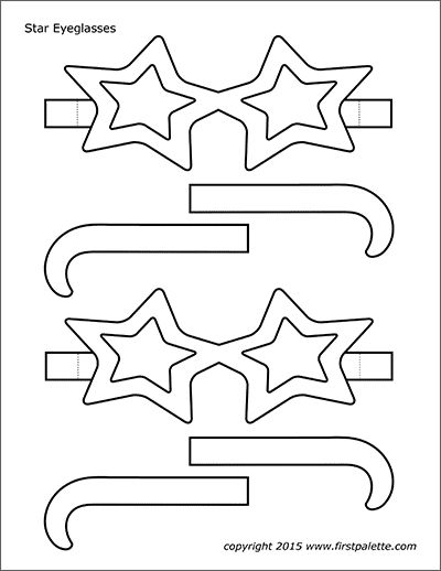 Flower Eyeglasses Templates | Free Printable Templates & Coloring Pages | FirstPalette.com Hollywood Crafts, Plain Template, Star Glasses, Movie Crafts, Free Printable Templates, Chinese Crafts, Printable Star, Summer Camp Crafts, Coloring Pages Free Printable