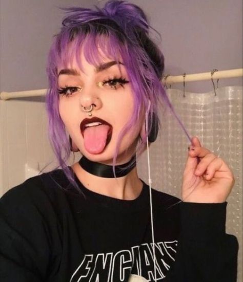 Purple Hair, A Woman, Purple, Hair