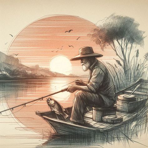 Painting Fishing Boat Drawing, Fisherman Drawing, Fisherman Painting, Fish Painting, Vintage Poster Art, Hand Painting Art, Colour Images, African Art, Portrait Drawing