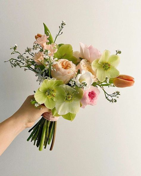 Small Wedding Bouquets, Prom Bouquet, Tulip Wedding, Pastel Bouquet, Ikebana Flower Arrangement, Bridal Bouquet Flowers, Boquette Flowers, Prom Flowers, Peony Wedding