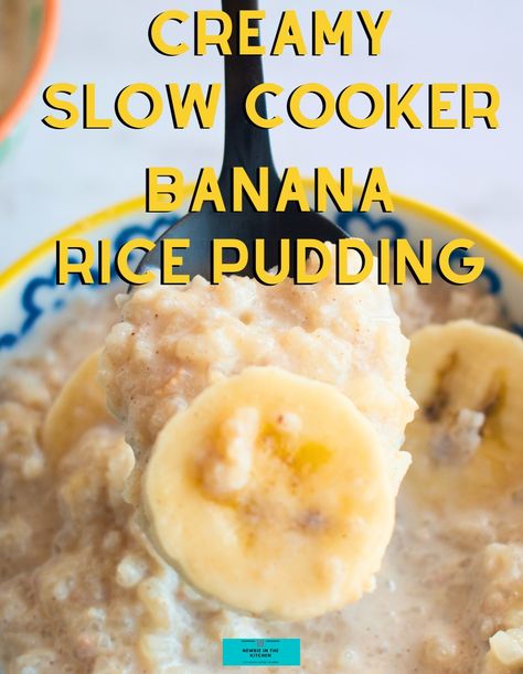 Creamy Slow Cooker Banana Rice Pudding. Slow cooker banana rice pudding, a rich and creamy dessert or breakfast, loaded with bananas, a hint of vanilla, and a pinch of cinnamon. Delicious served warm or chilled. Banana Rice Pudding, Rice Pudding Breakfast, Rice Pudding Recipe Crockpot, Banana And Rice, Dessert Cravings, Coffee And Walnut Cake, Entertaining Food, Delish Desserts, Multi Cooker